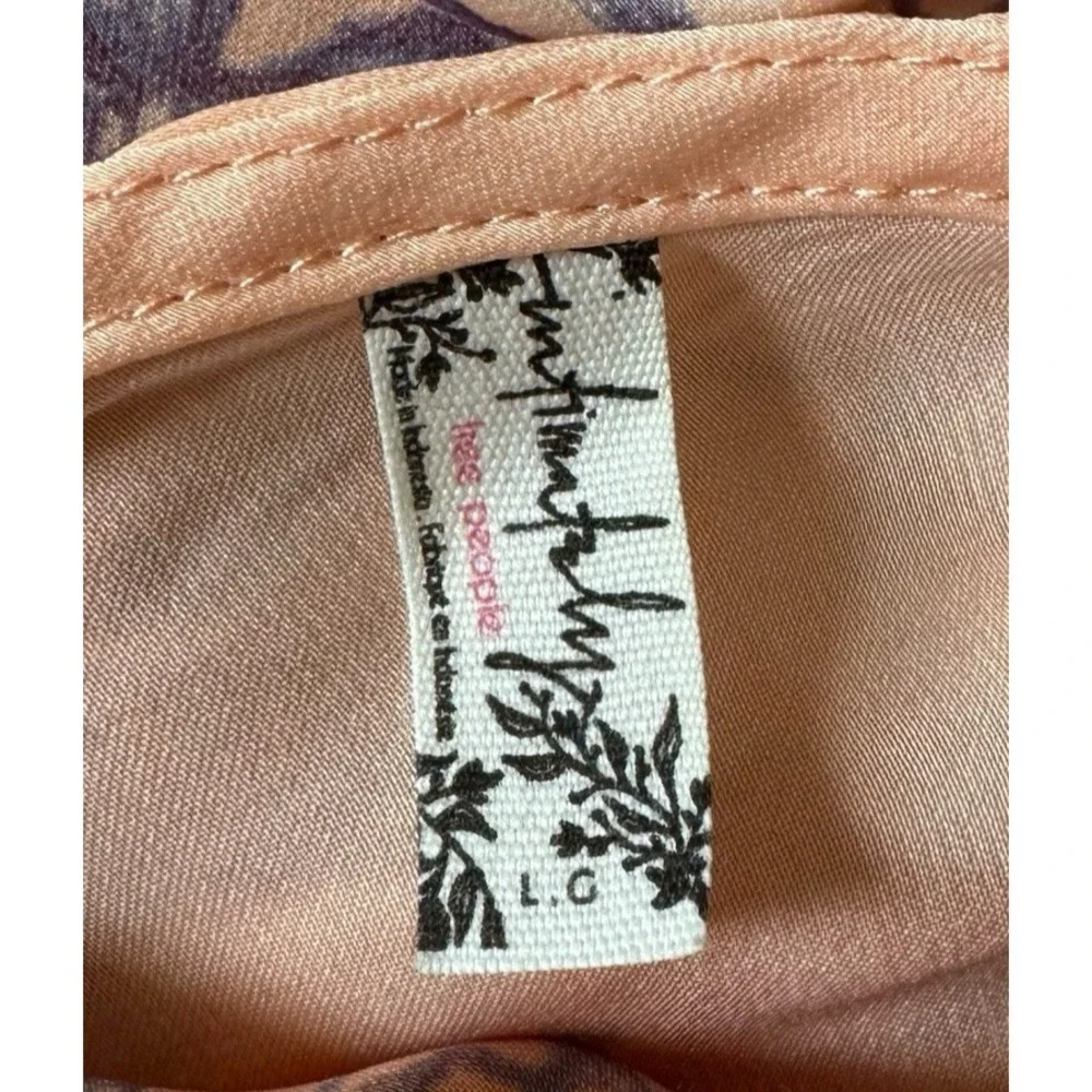 Intimately Free People Cassie Maxi Slip Dress Large Satin Peach Floral Backless - Picture 8 of 12
